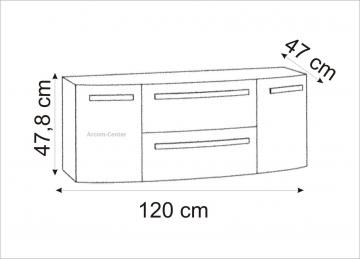 Marlin Bad 3100 - Scala Waschtischunterschrank 120 cm mit 2 Auszügen + 2 Türen