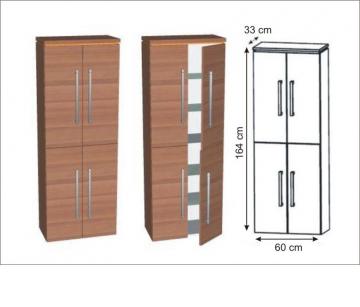 Puris Cool Line Hochschrank 4 Türen 60 cm | Maßvariabel