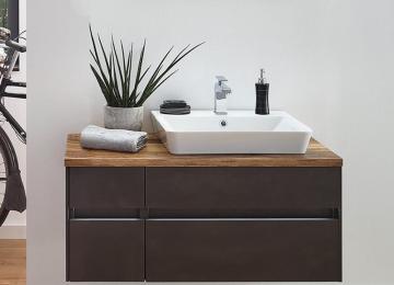 Puris Unique Badmöbel 102 cm | Waschtisch mit Unterschrank Ablage Links